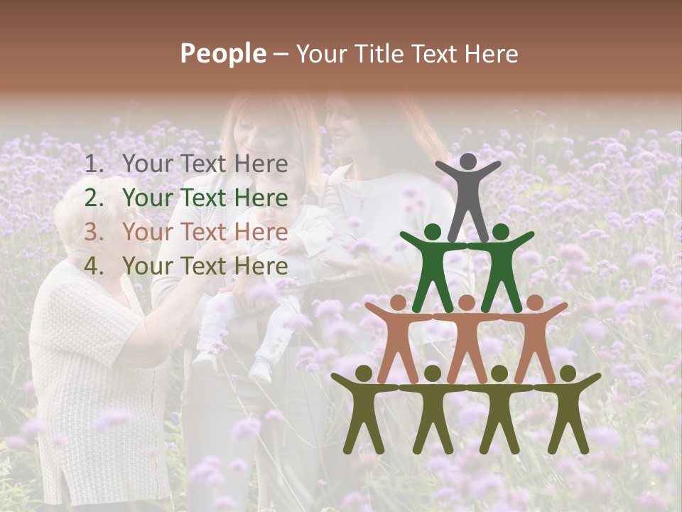 A Group Of Women Holding A Baby In A Field Of Flowers PowerPoint Template