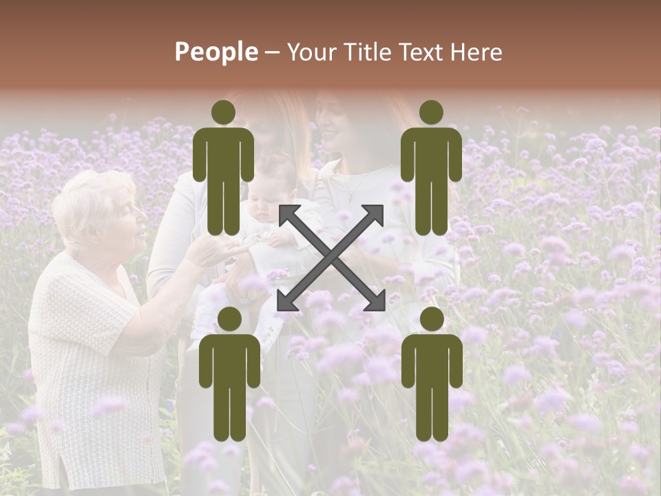 A Group Of Women Holding A Baby In A Field Of Flowers PowerPoint Template