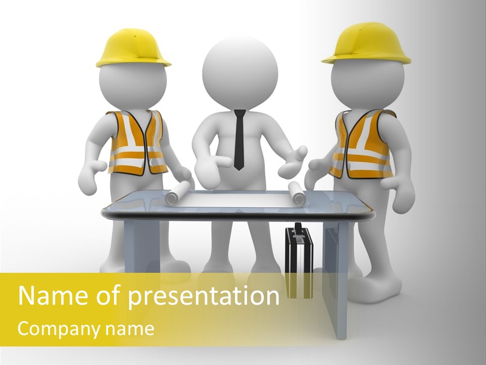 A Group Of People Standing Around A Table PowerPoint Template