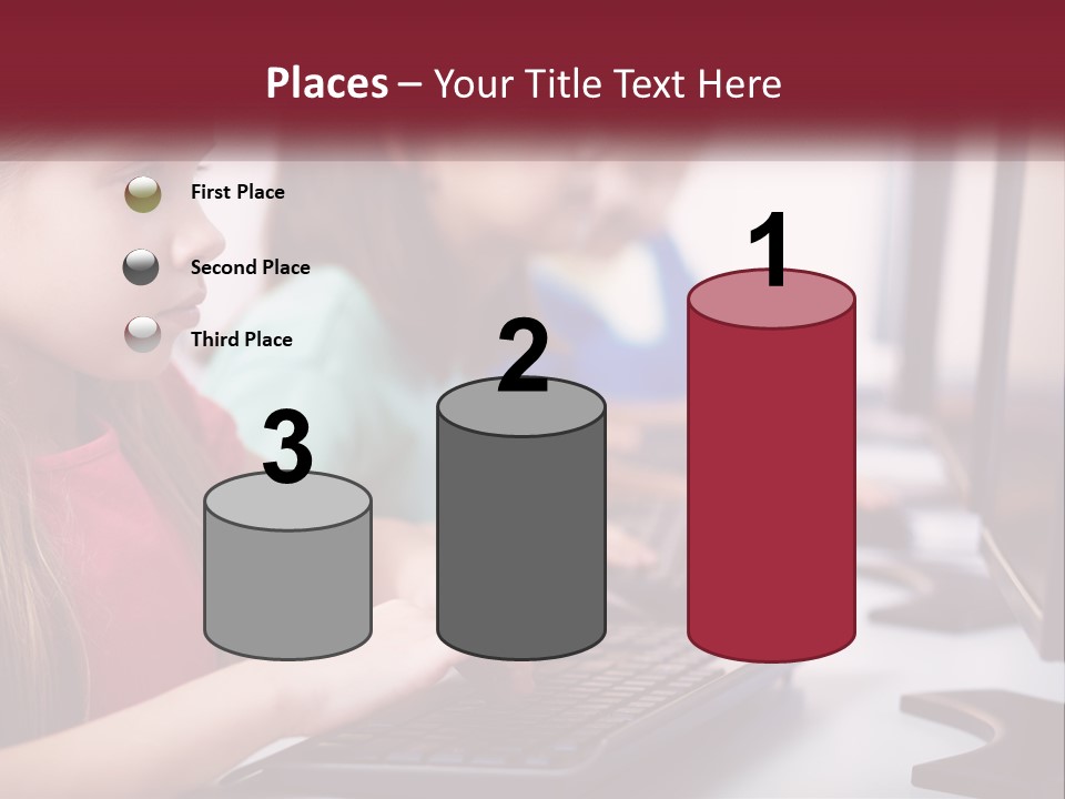 A Group Of Children Sitting At A Computer PowerPoint Template