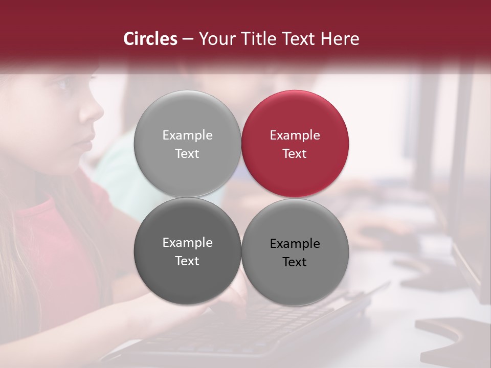 A Group Of Children Sitting At A Computer PowerPoint Template