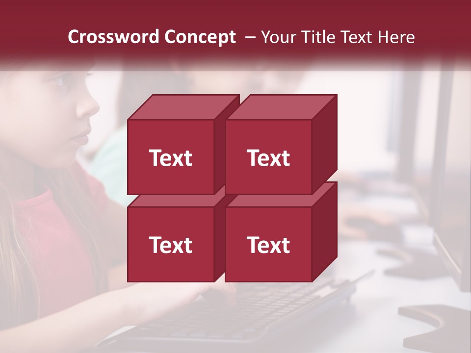 A Group Of Children Sitting At A Computer PowerPoint Template