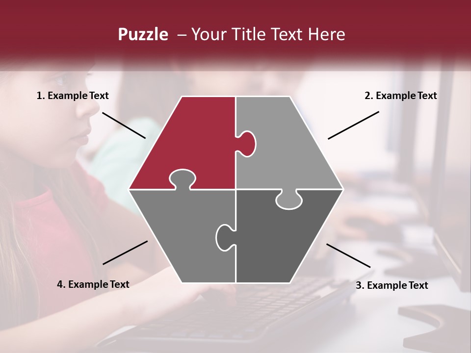 A Group Of Children Sitting At A Computer PowerPoint Template