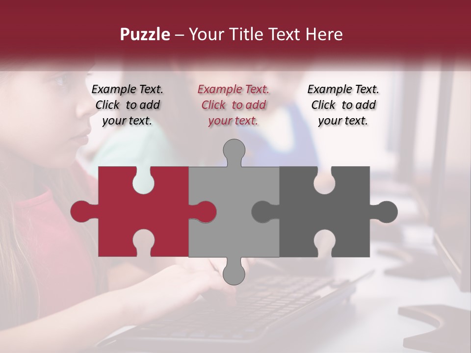 A Group Of Children Sitting At A Computer PowerPoint Template