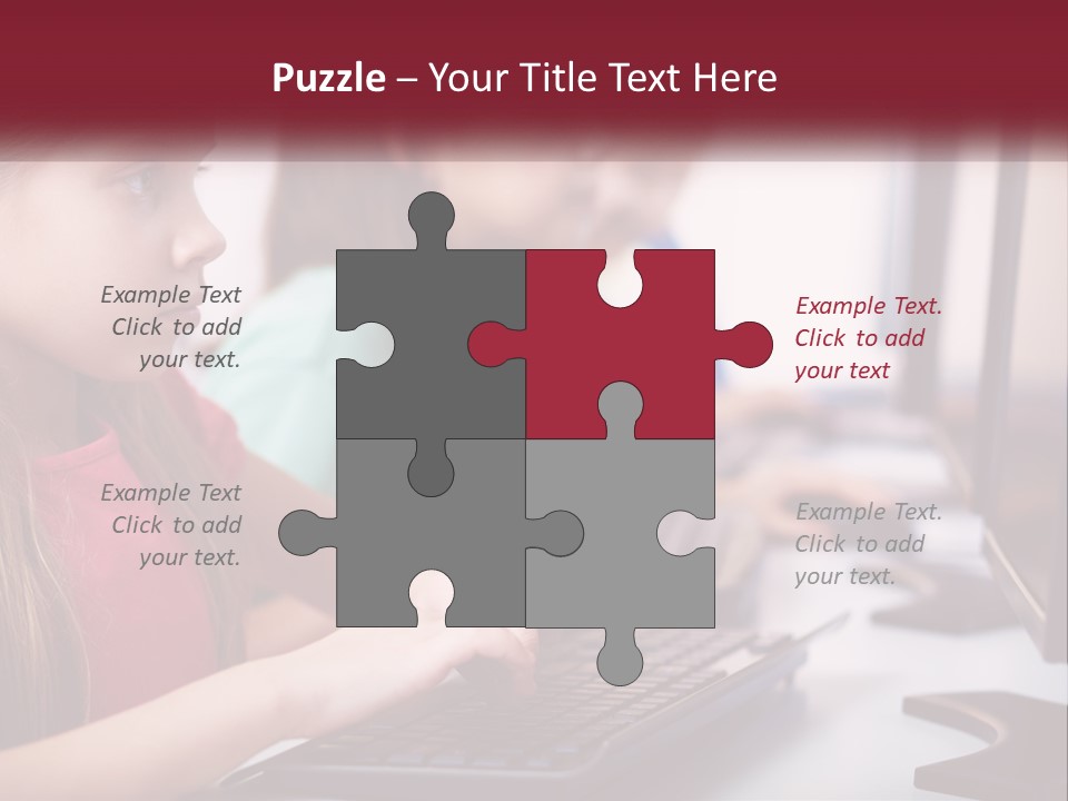 A Group Of Children Sitting At A Computer PowerPoint Template