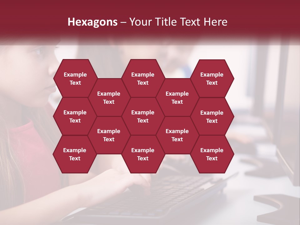 A Group Of Children Sitting At A Computer PowerPoint Template