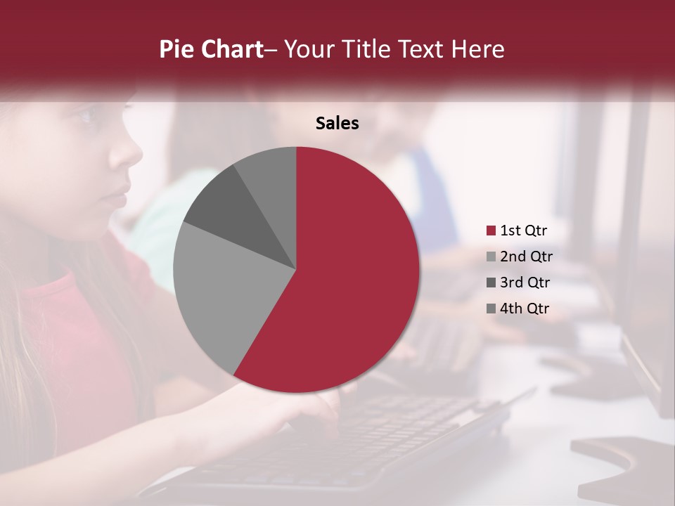 A Group Of Children Sitting At A Computer PowerPoint Template