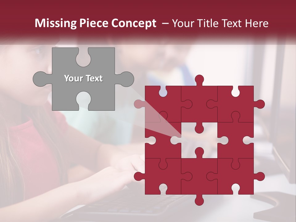 A Group Of Children Sitting At A Computer PowerPoint Template