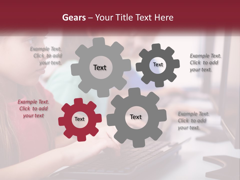 A Group Of Children Sitting At A Computer PowerPoint Template