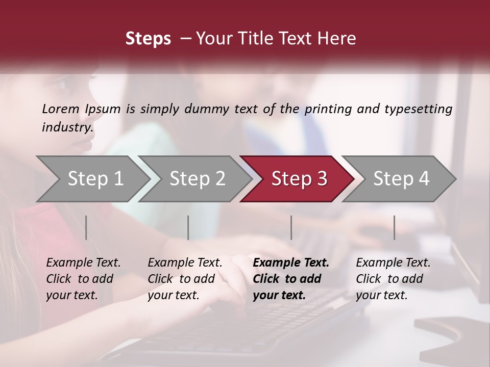 A Group Of Children Sitting At A Computer PowerPoint Template