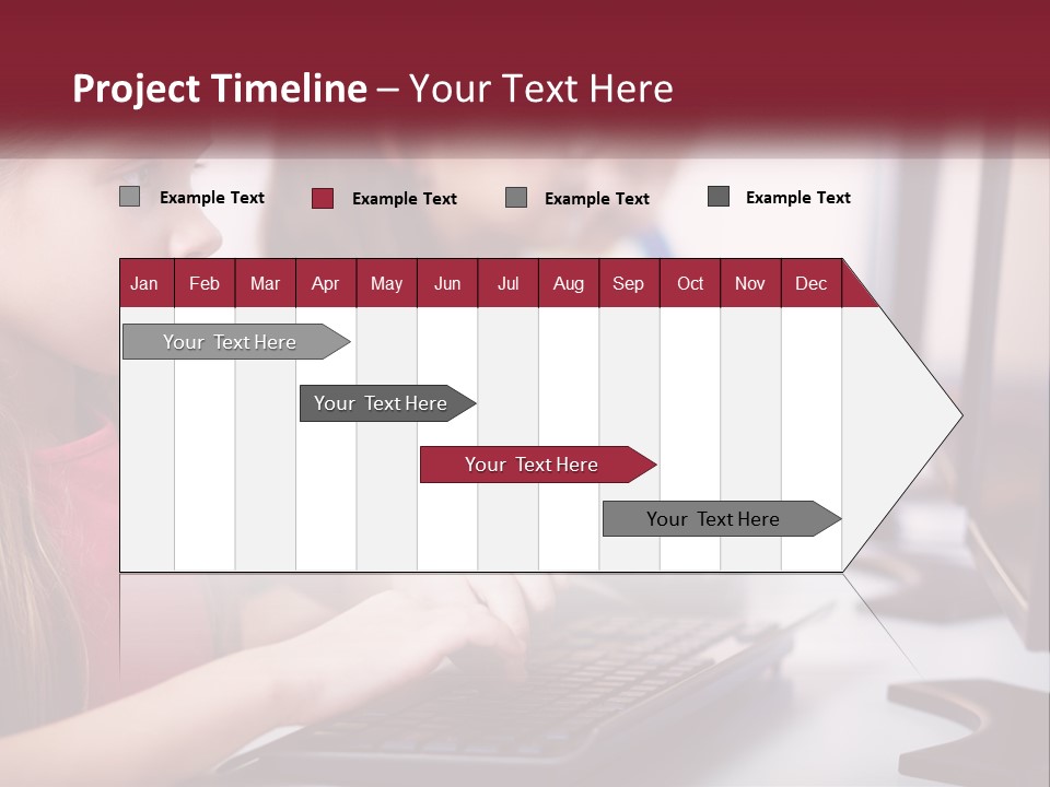 A Group Of Children Sitting At A Computer PowerPoint Template