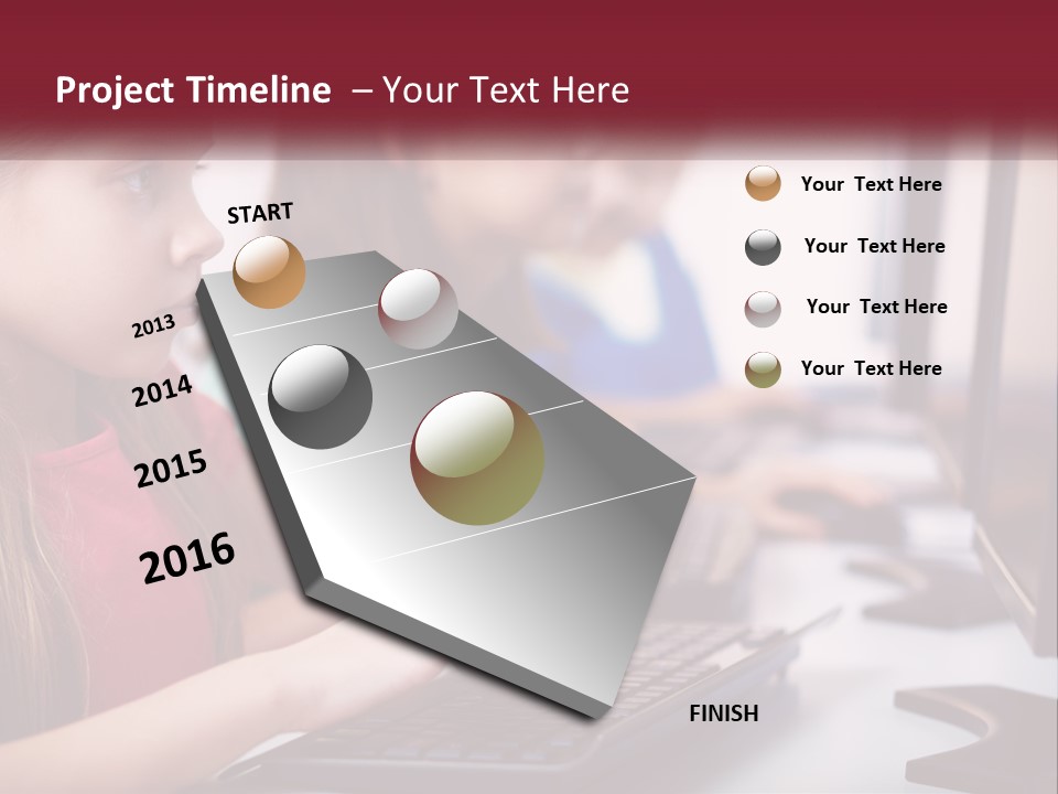A Group Of Children Sitting At A Computer PowerPoint Template