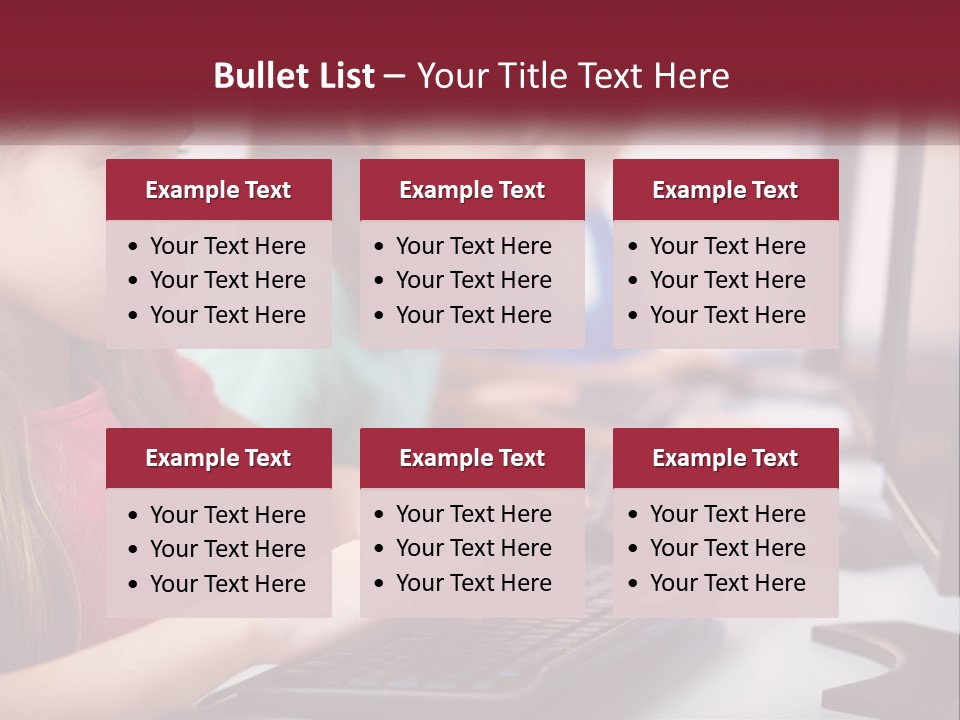 A Group Of Children Sitting At A Computer PowerPoint Template
