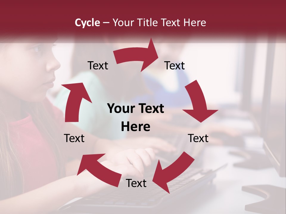 A Group Of Children Sitting At A Computer PowerPoint Template