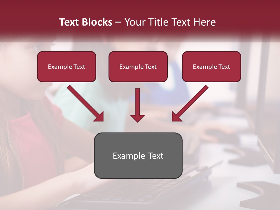 A Group Of Children Sitting At A Computer PowerPoint Template
