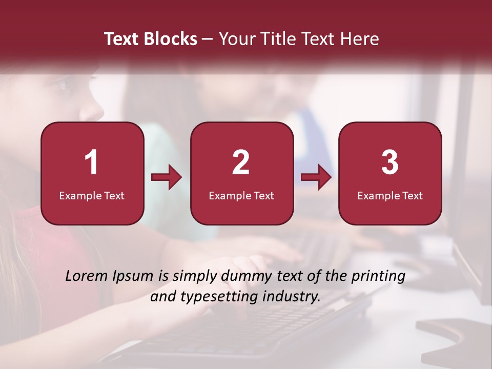 A Group Of Children Sitting At A Computer PowerPoint Template