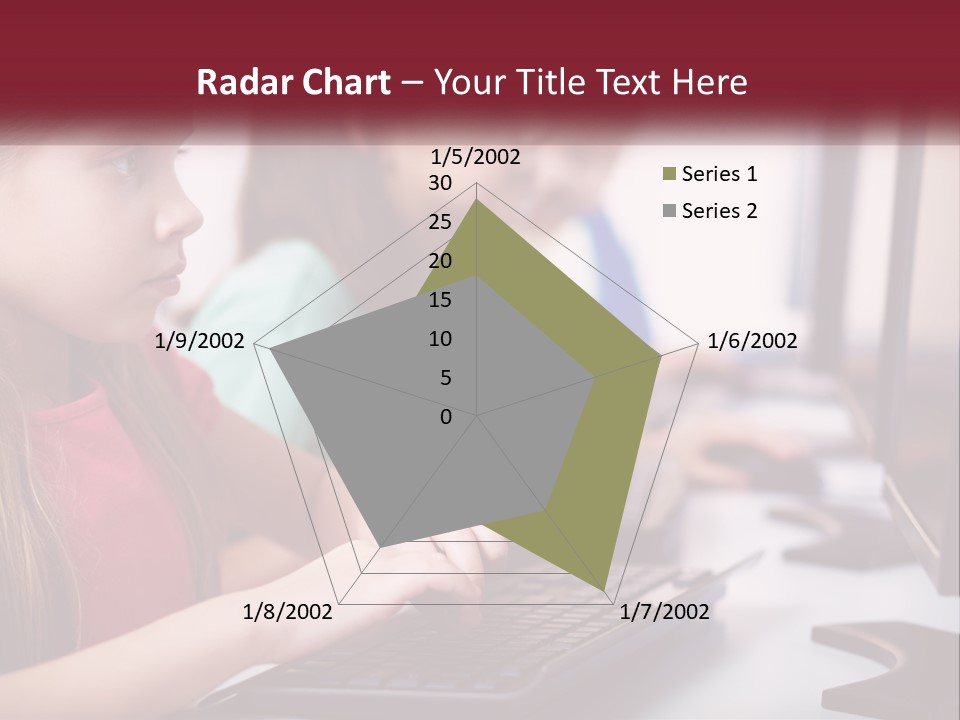 A Group Of Children Sitting At A Computer PowerPoint Template