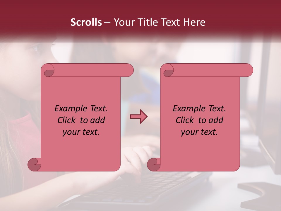 A Group Of Children Sitting At A Computer PowerPoint Template