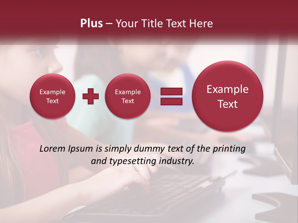 A Group Of Children Sitting At A Computer PowerPoint Template