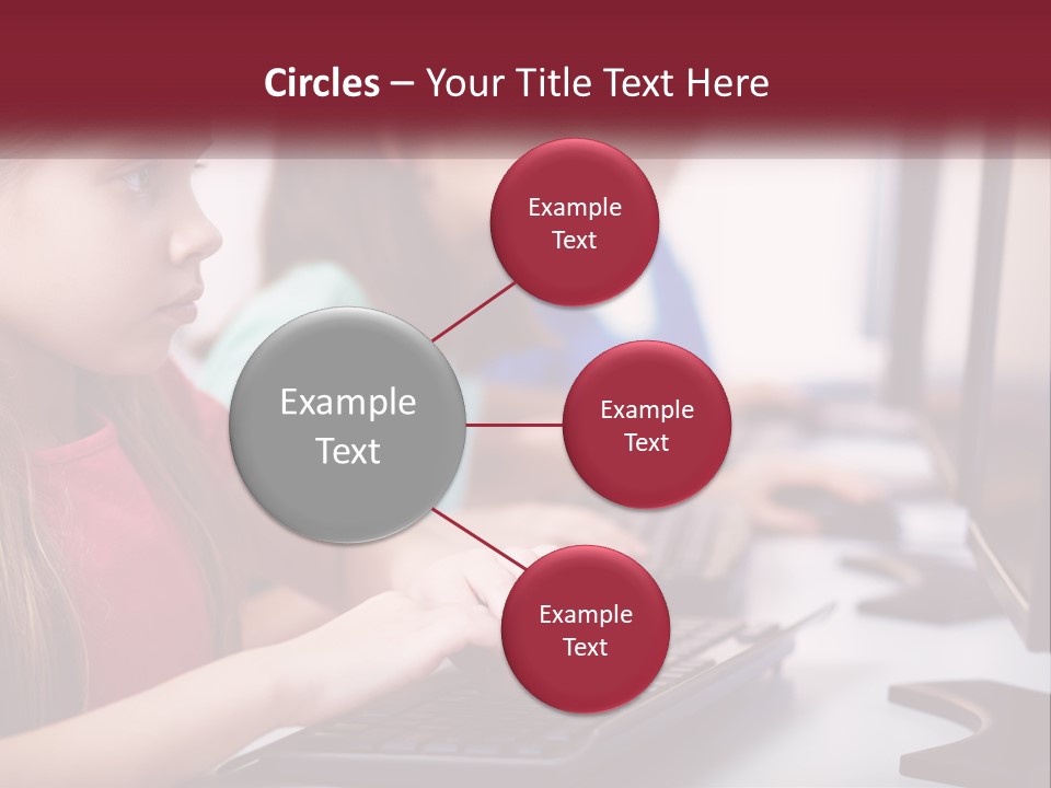 A Group Of Children Sitting At A Computer PowerPoint Template