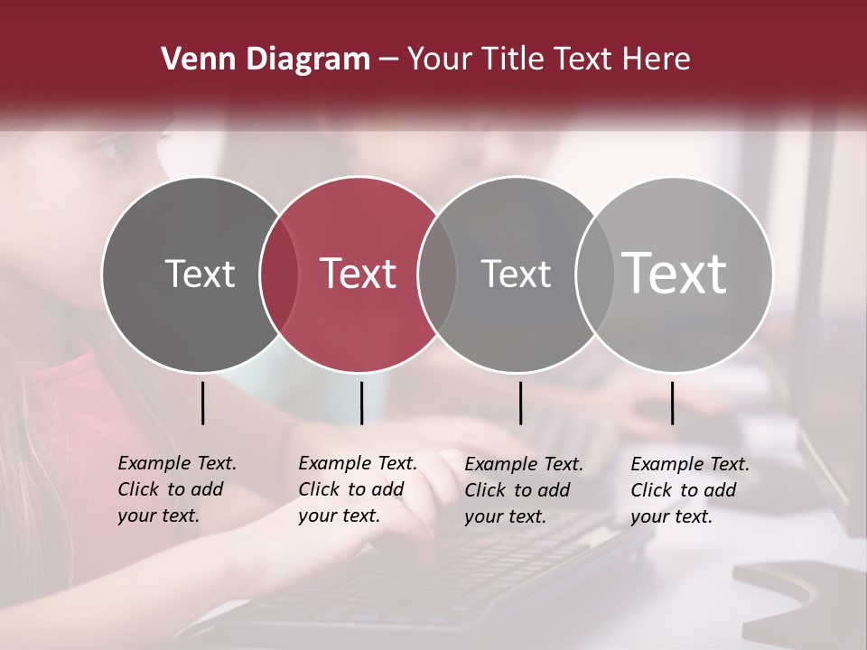 A Group Of Children Sitting At A Computer PowerPoint Template