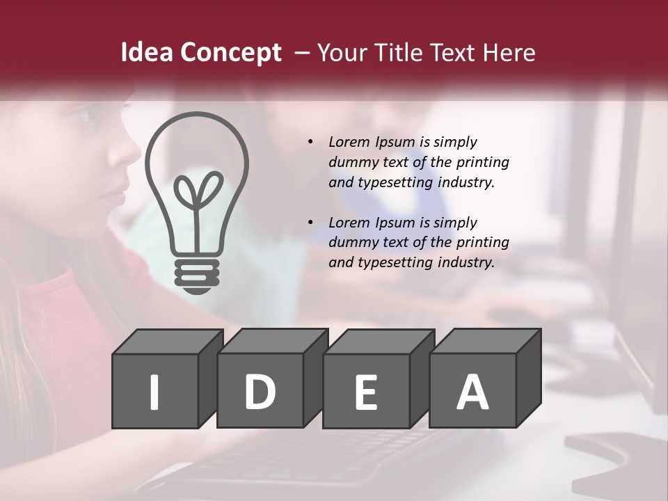 A Group Of Children Sitting At A Computer PowerPoint Template