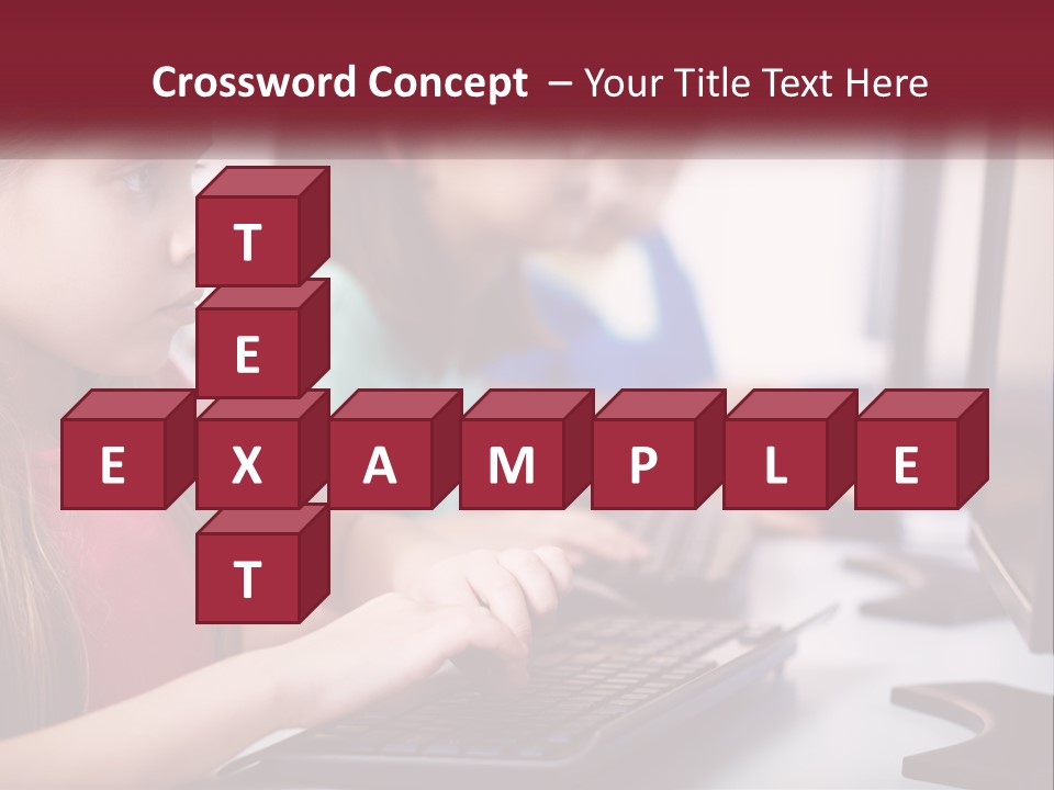 A Group Of Children Sitting At A Computer PowerPoint Template