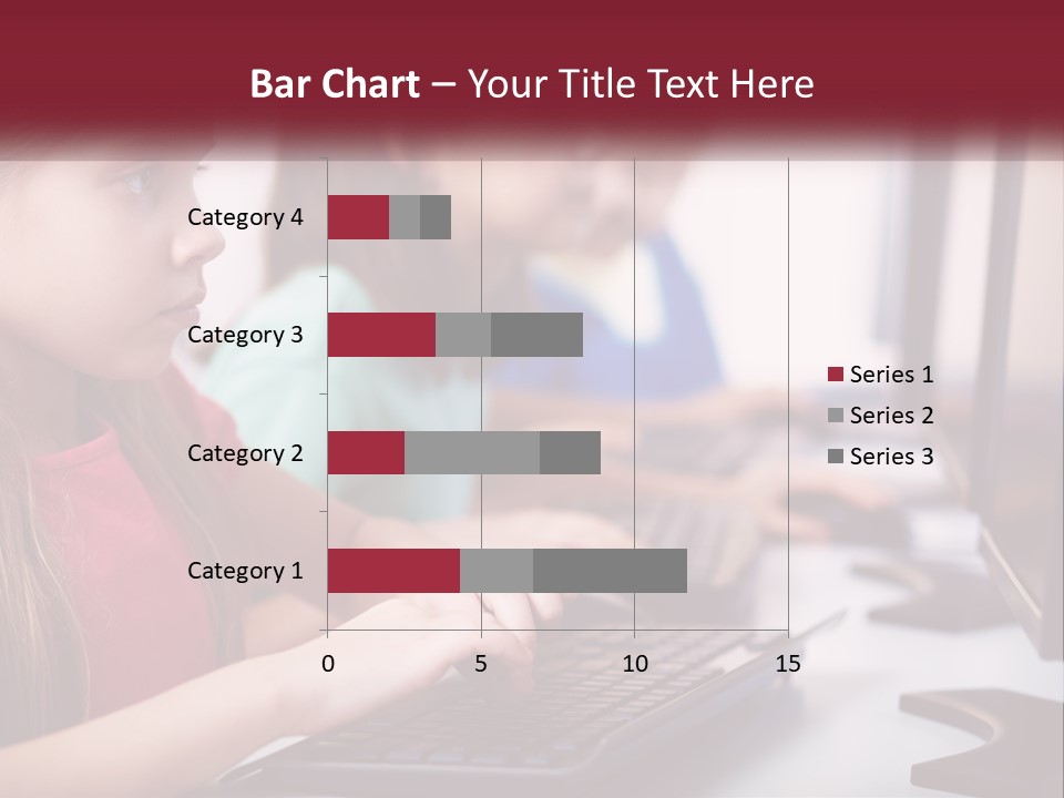 A Group Of Children Sitting At A Computer PowerPoint Template