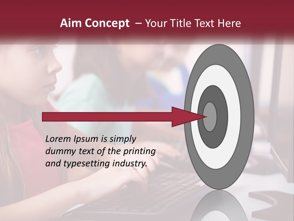 A Group Of Children Sitting At A Computer PowerPoint Template