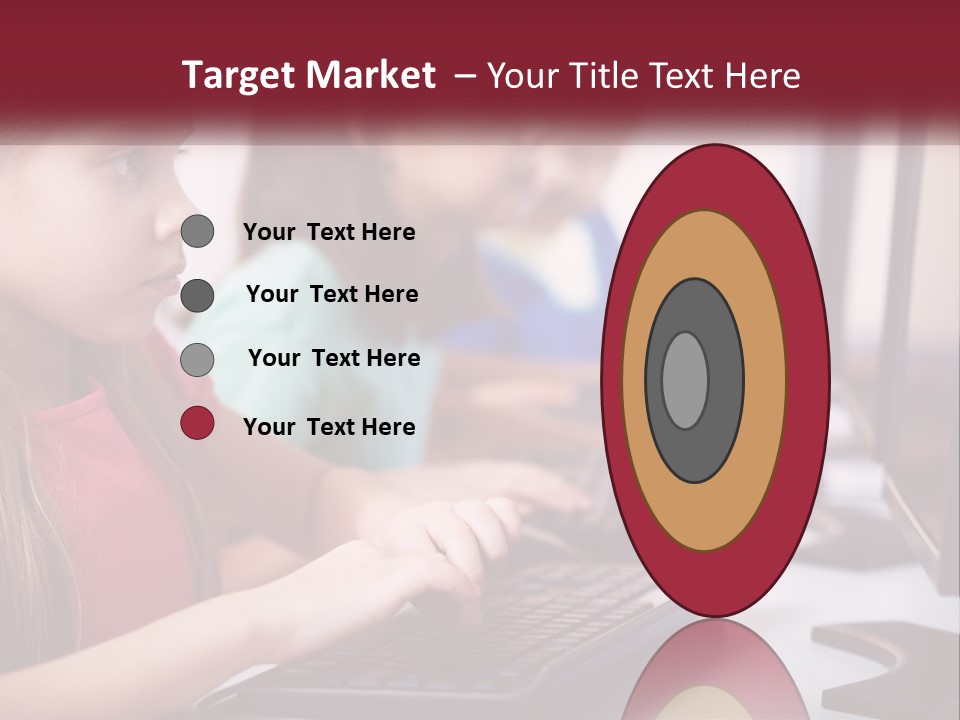 A Group Of Children Sitting At A Computer PowerPoint Template