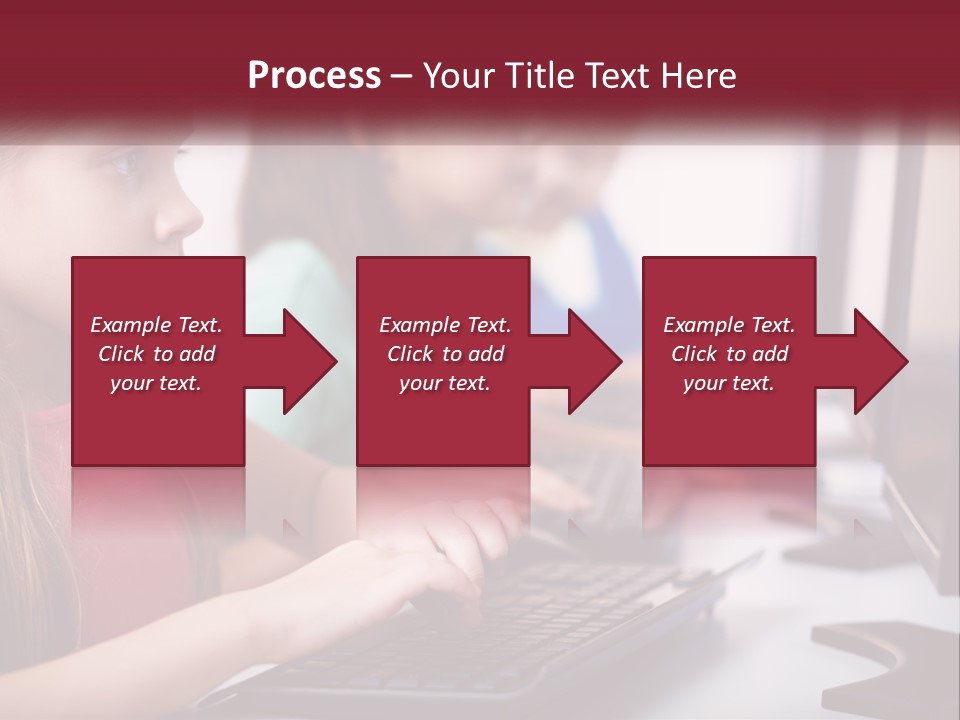 A Group Of Children Sitting At A Computer PowerPoint Template