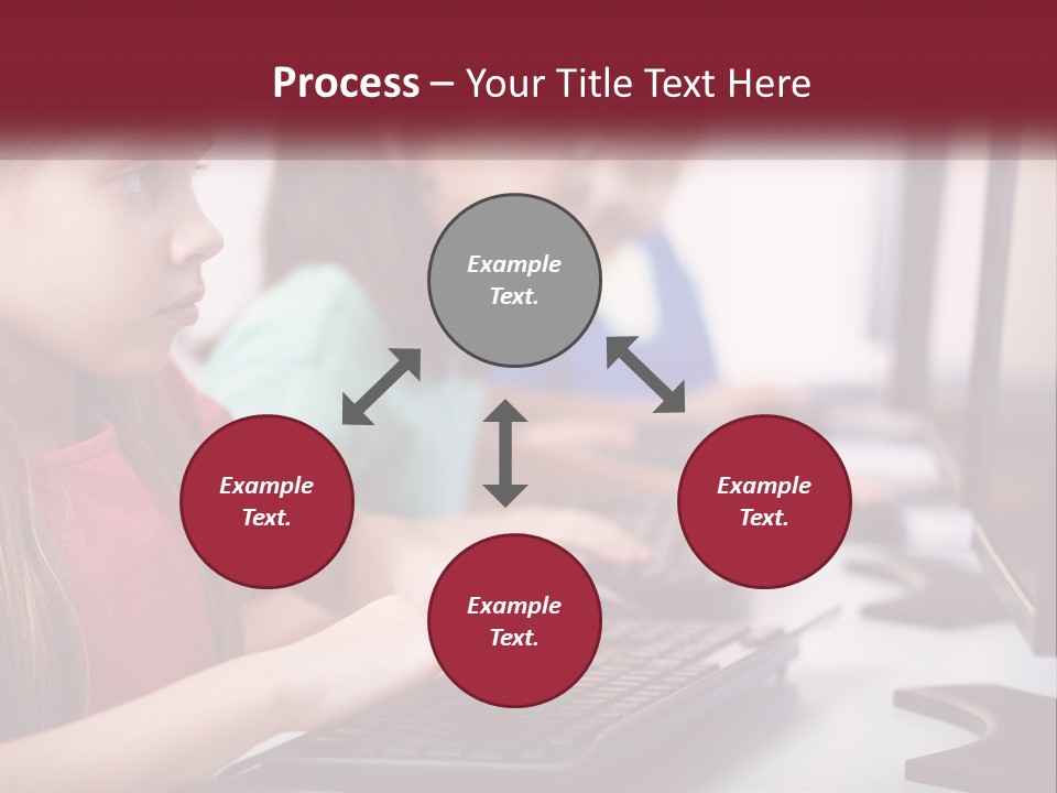 A Group Of Children Sitting At A Computer PowerPoint Template