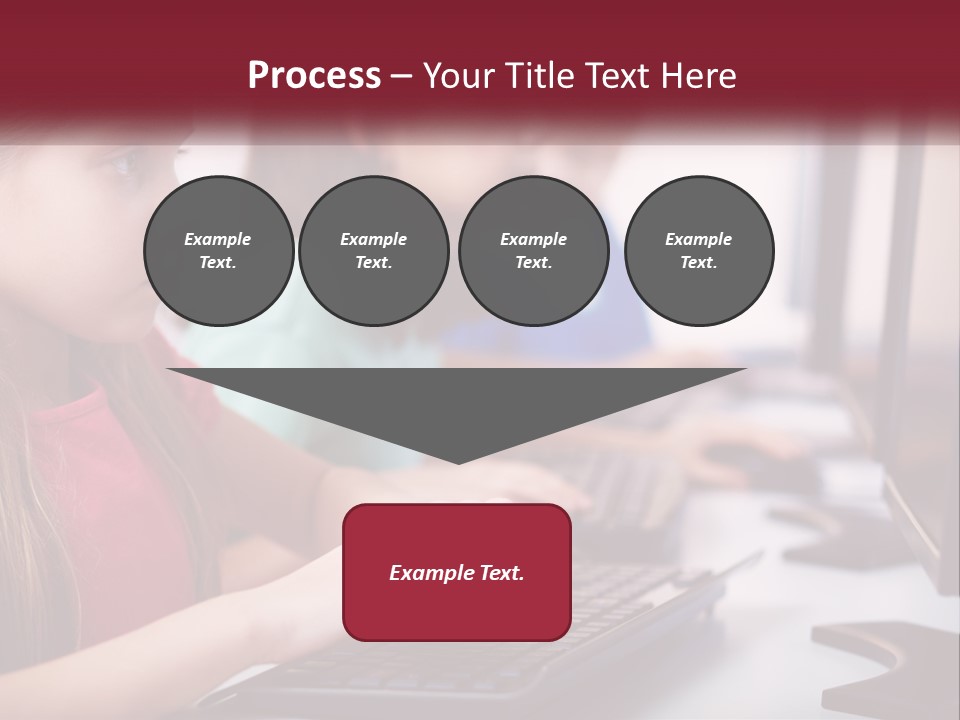 A Group Of Children Sitting At A Computer PowerPoint Template