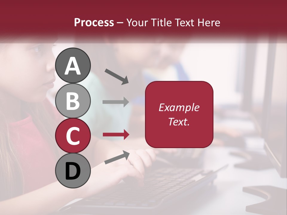 A Group Of Children Sitting At A Computer PowerPoint Template