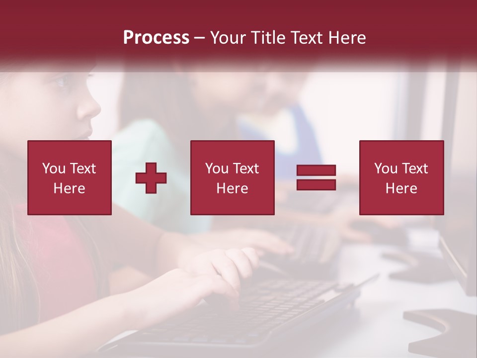 A Group Of Children Sitting At A Computer PowerPoint Template