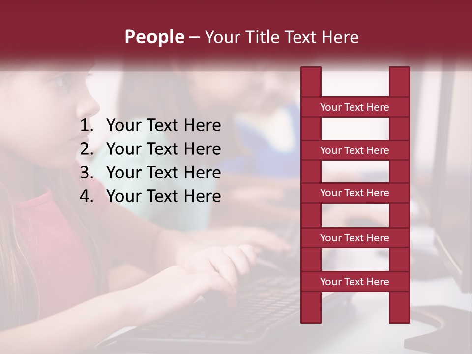 A Group Of Children Sitting At A Computer PowerPoint Template