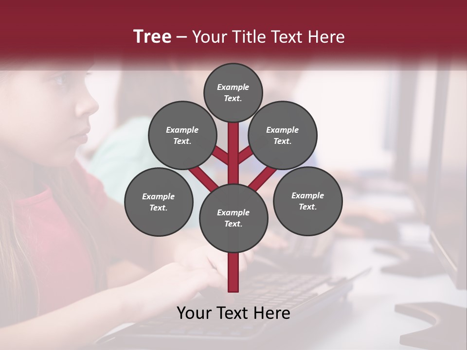 A Group Of Children Sitting At A Computer PowerPoint Template