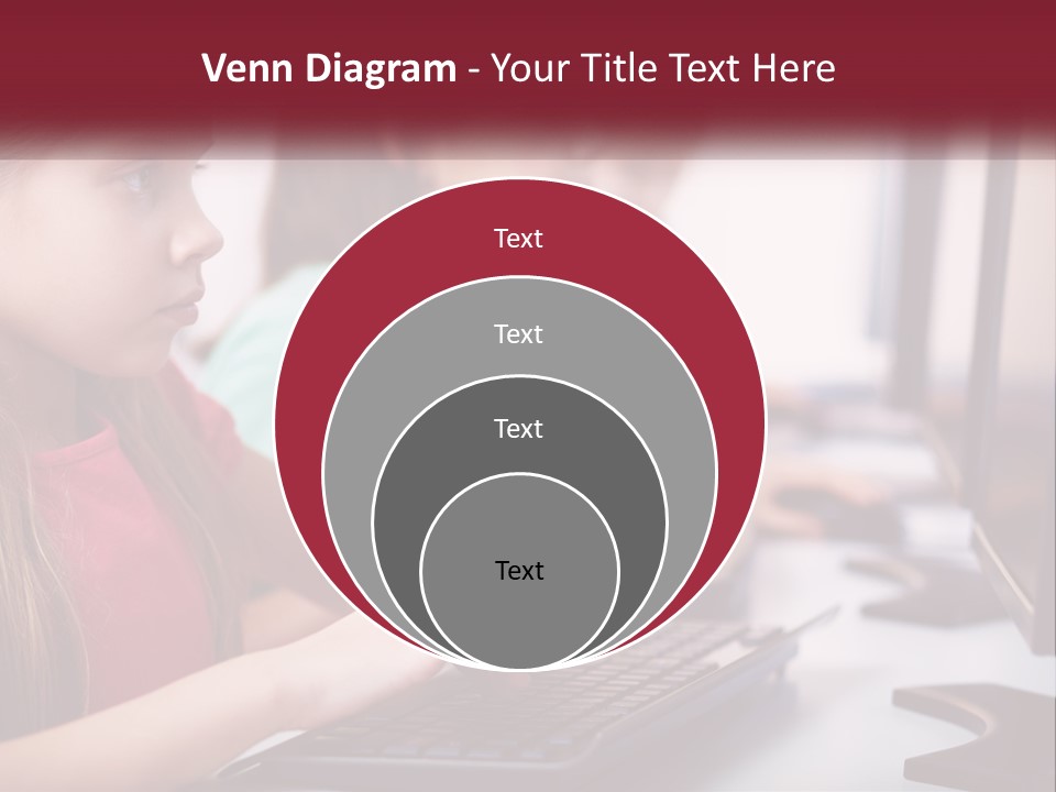 A Group Of Children Sitting At A Computer PowerPoint Template