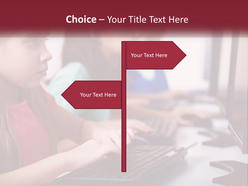 A Group Of Children Sitting At A Computer PowerPoint Template
