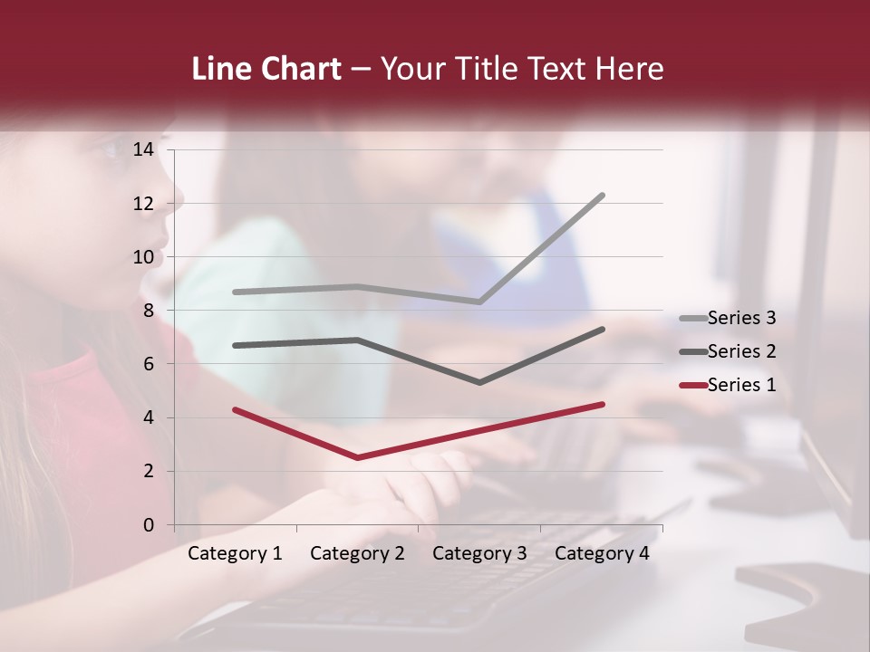 A Group Of Children Sitting At A Computer PowerPoint Template