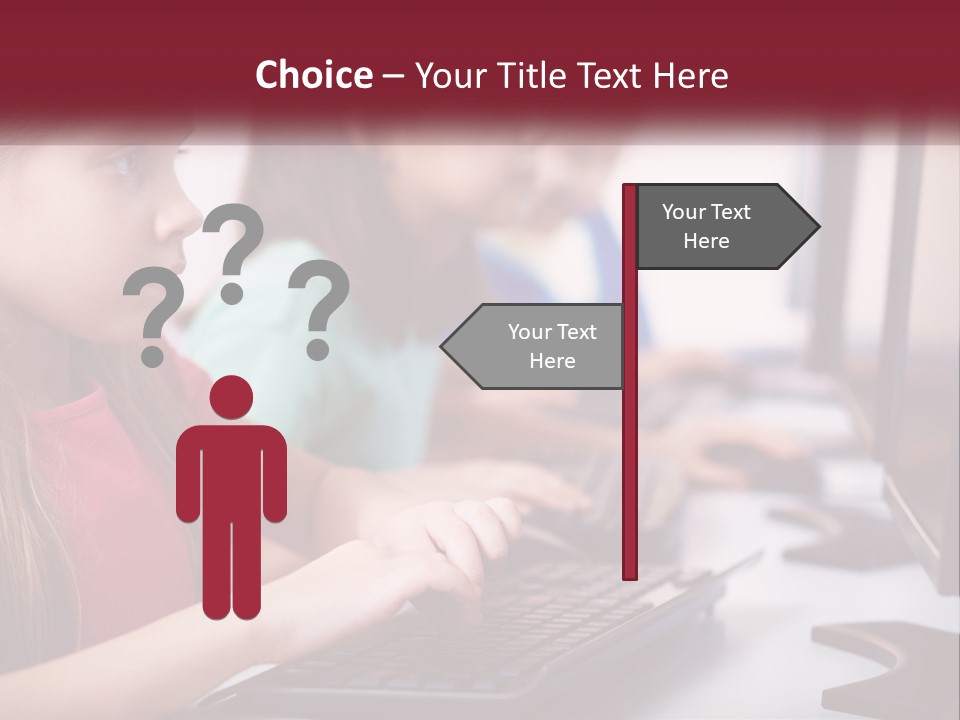 A Group Of Children Sitting At A Computer PowerPoint Template