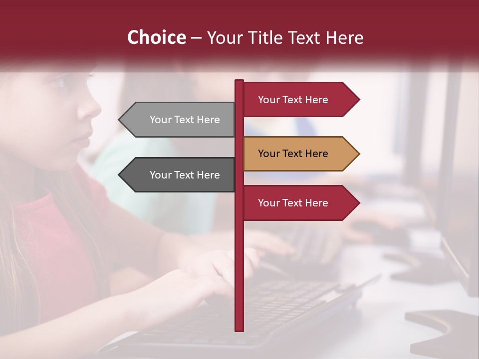 A Group Of Children Sitting At A Computer PowerPoint Template
