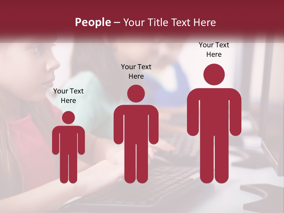 A Group Of Children Sitting At A Computer PowerPoint Template