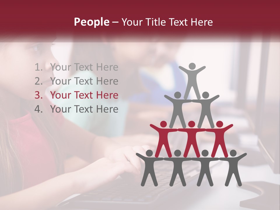 A Group Of Children Sitting At A Computer PowerPoint Template