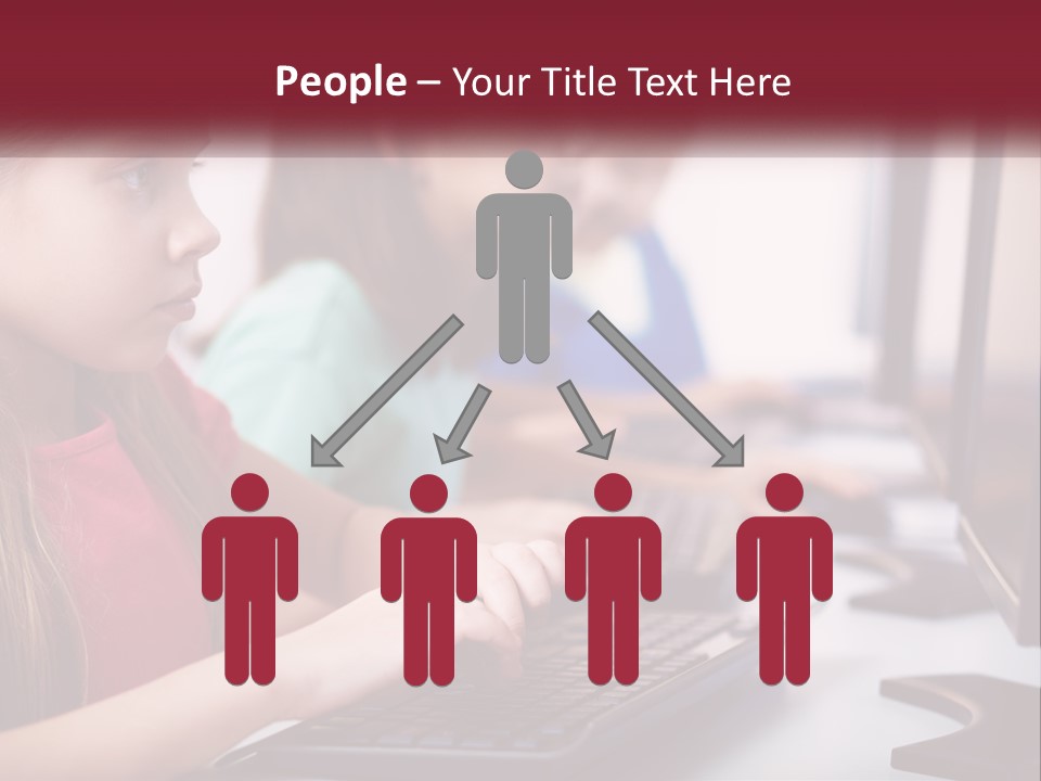 A Group Of Children Sitting At A Computer PowerPoint Template