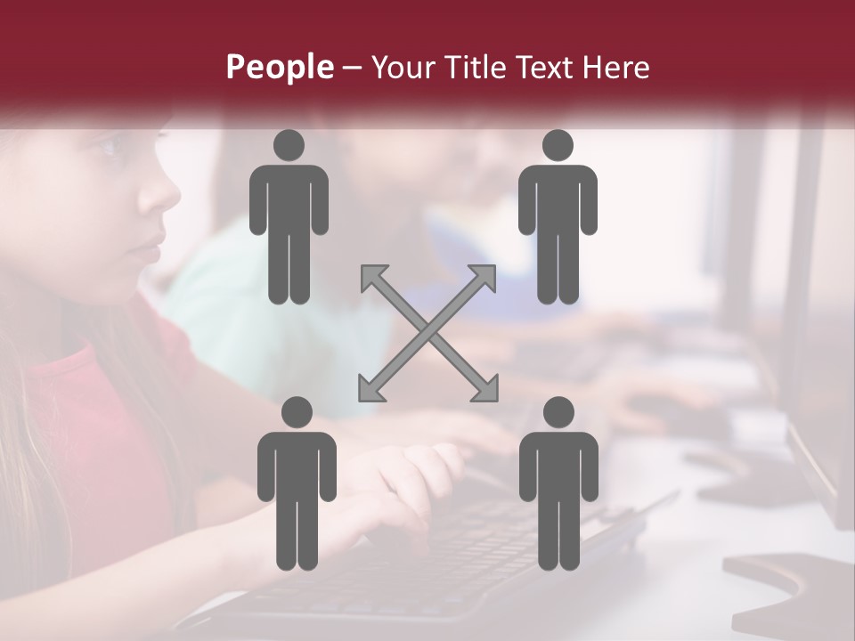 A Group Of Children Sitting At A Computer PowerPoint Template