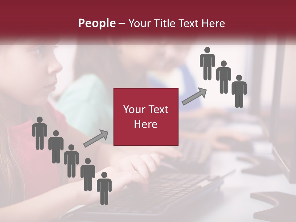 A Group Of Children Sitting At A Computer PowerPoint Template