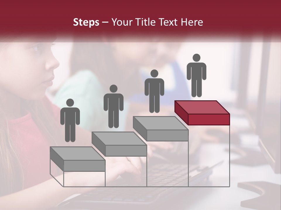 A Group Of Children Sitting At A Computer PowerPoint Template