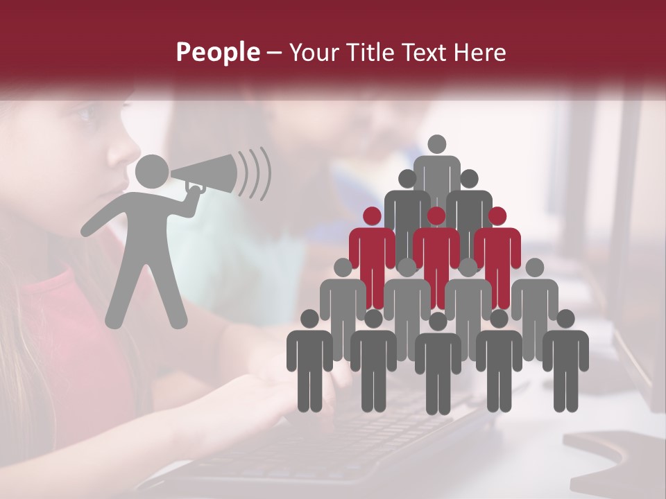 A Group Of Children Sitting At A Computer PowerPoint Template