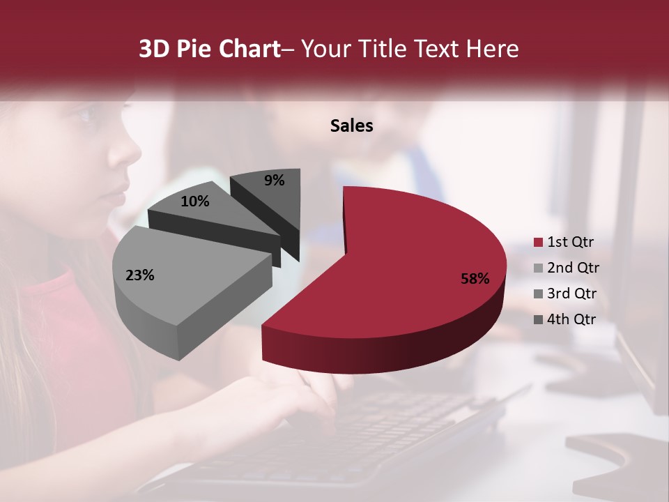 A Group Of Children Sitting At A Computer PowerPoint Template